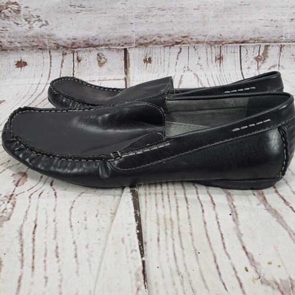 Madden Men's Black Leather Navy Lining  Slip On Loafers Size 11.5 - Picture 1 of 12